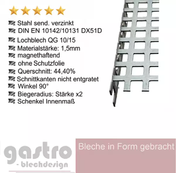 Kantenschutz Winkel aus Stahl verzinkt 1,5 mm